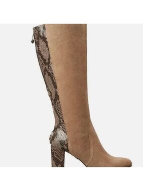 Anne Klein Nilise Tan Suede Boots Snake Skin 10.5